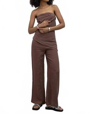 NEW COLLECTIVE wide leg linen pants in brown